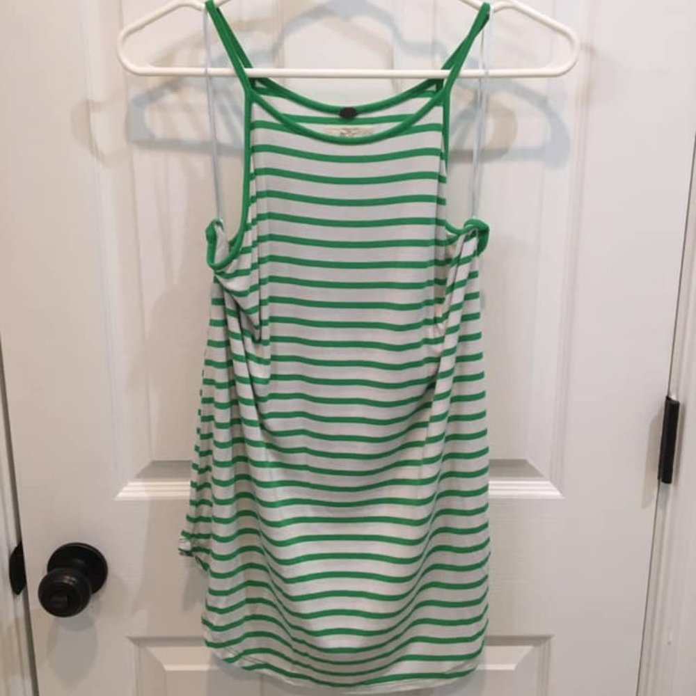 Halter Sleeveless Green and White Tank